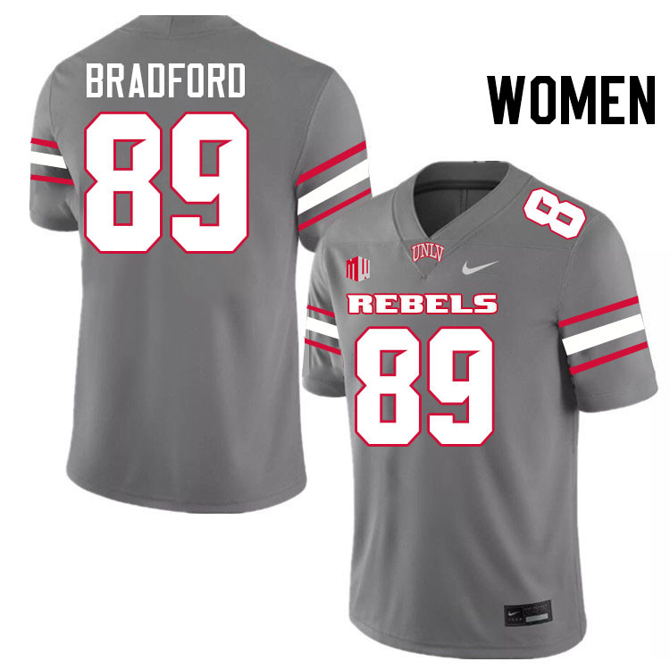 Women #89 Malik Bradford UNLV Rebels College Football Jerseys Stitched-Grey